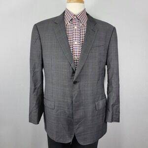 Emporio Armani Men's Sport Coat Two Button Gray‎ Plaid Super 150s G LINE Sz 48R